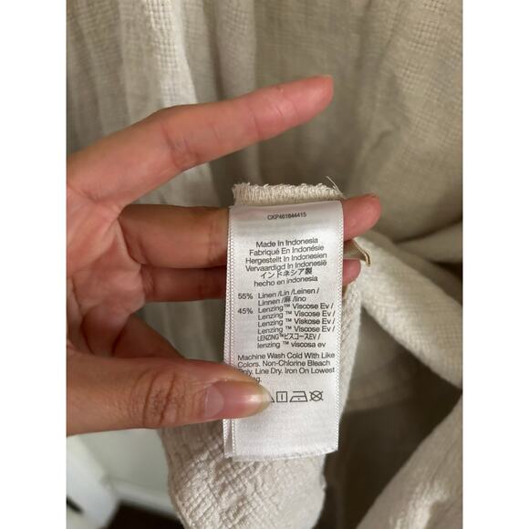 Madewell Cardigan Women's XL Linen Blend Cropped Robe Jacket Tan Relaxed Fit - Picture 8 of 9